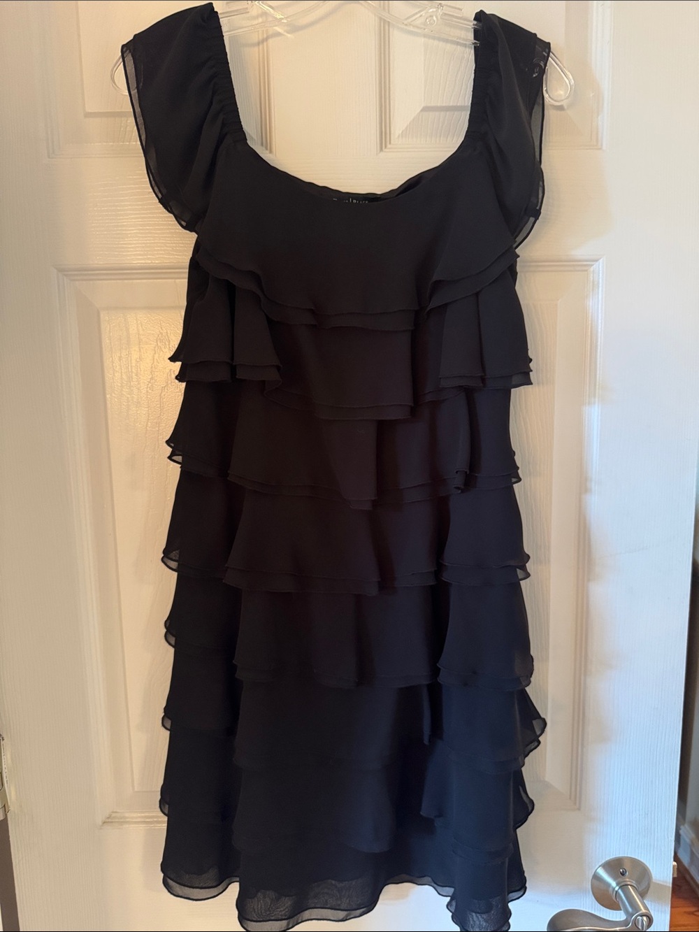 White House Black Market Black Tiered Ruffle Mini Dress